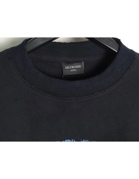 Balenciaga distressed washed printed crew neck sweatshirt,Balenciaga