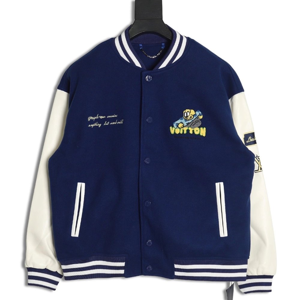 Louis Vuitton cartoon embroidery patchwork baseball jacket,Louis Vuitton