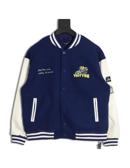 Louis Vuitton cartoon embroidery patchwork baseball jacket,Louis Vuitton