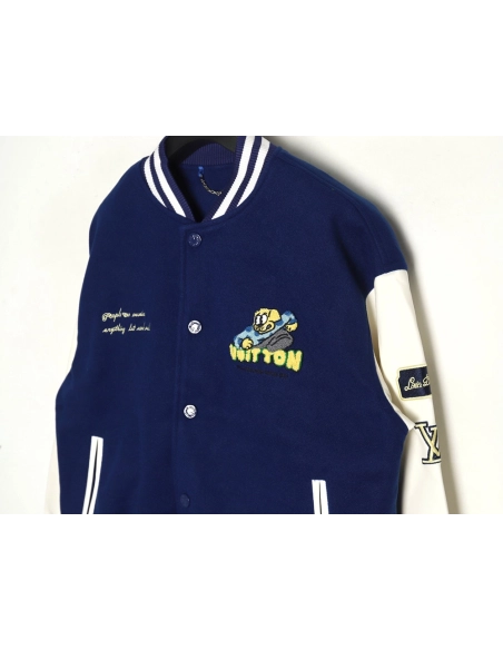 Louis Vuitton cartoon embroidery patchwork baseball jacket,Louis Vuitton