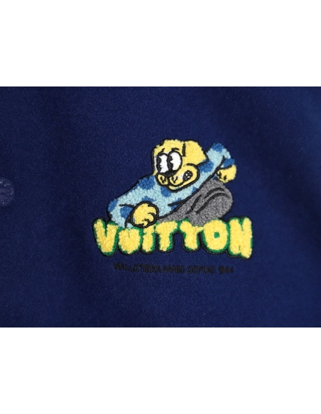 Louis Vuitton cartoon embroidery patchwork baseball jacket,Louis Vuitton