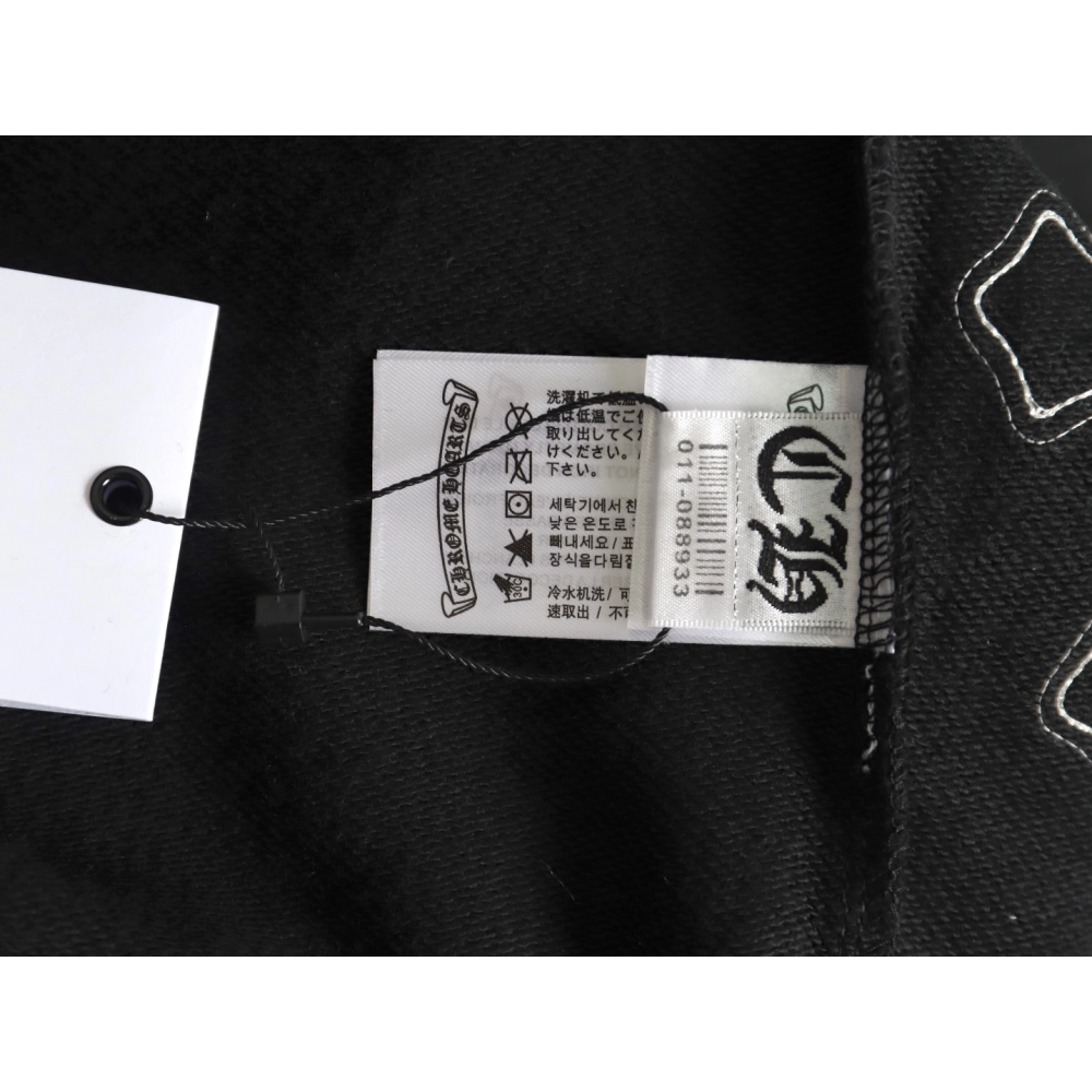 Chrome Hearts leather cross embroidered crewneck sweatshirt TSK1,Chrome Hearts