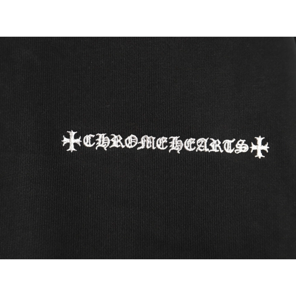 Chrome Hearts leather cross embroidered crewneck sweatshirt TSK1,Chrome Hearts