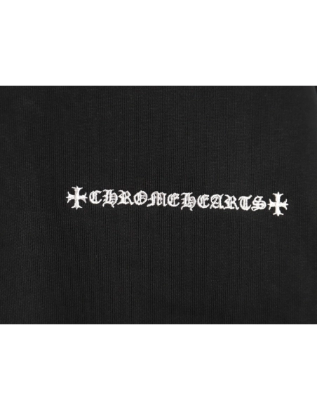 Chrome Hearts leather cross embroidered crewneck sweatshirt TSK1,Chrome Hearts