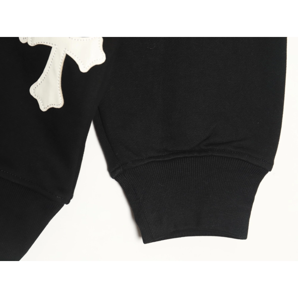 Chrome Hearts leather cross embroidered crewneck sweatshirt TSK1,Chrome Hearts