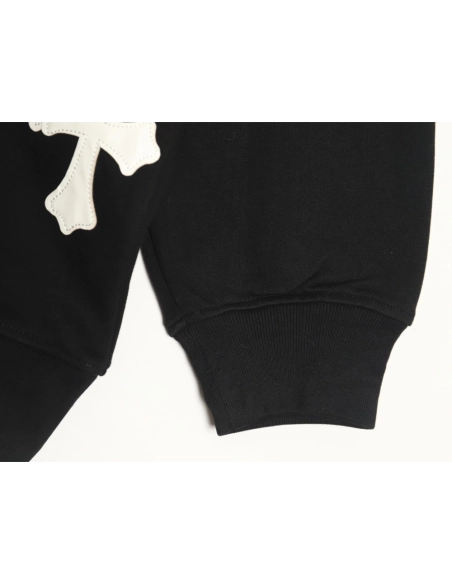 Chrome Hearts leather cross embroidered crewneck sweatshirt TSK1,Chrome Hearts