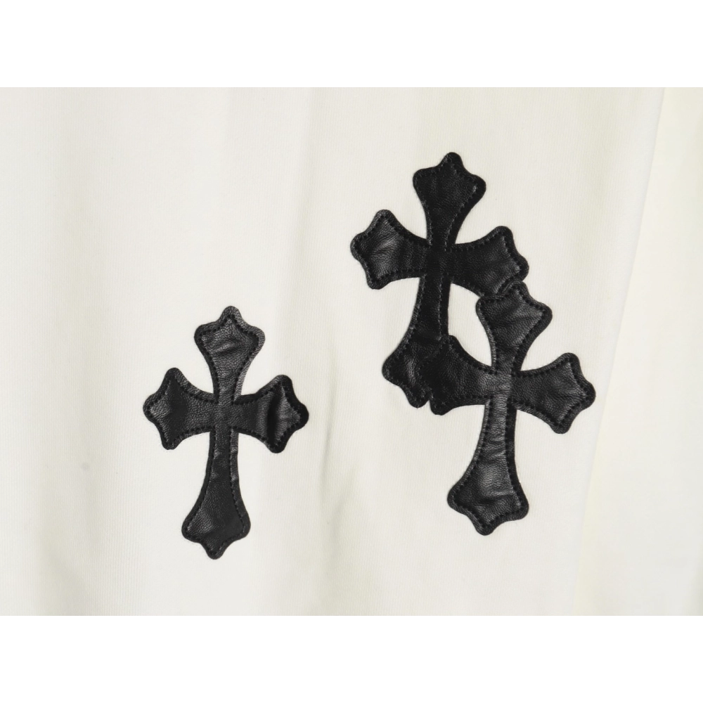Chrome Hearts leather cross embroidered crewneck sweatshirt,Chrome Hearts