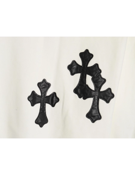 Chrome Hearts leather cross embroidered crewneck sweatshirt,Chrome Hearts