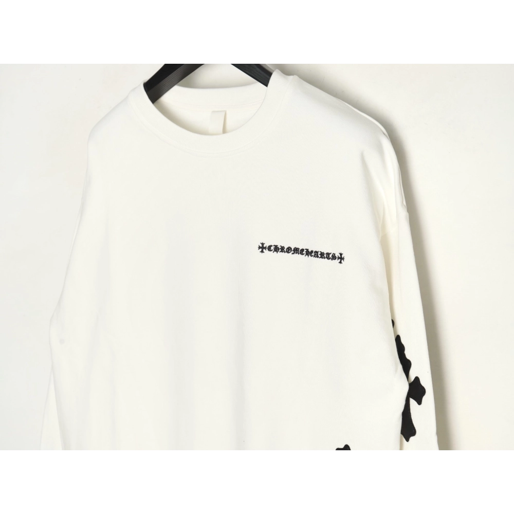 Chrome Hearts leather cross embroidered crewneck sweatshirt,Chrome Hearts