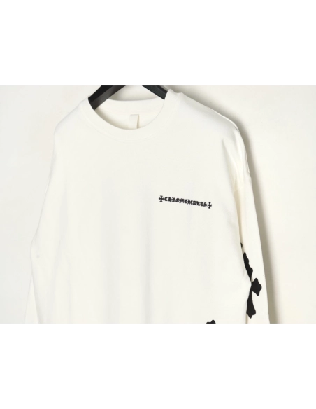 Chrome Hearts leather cross embroidered crewneck sweatshirt,Chrome Hearts