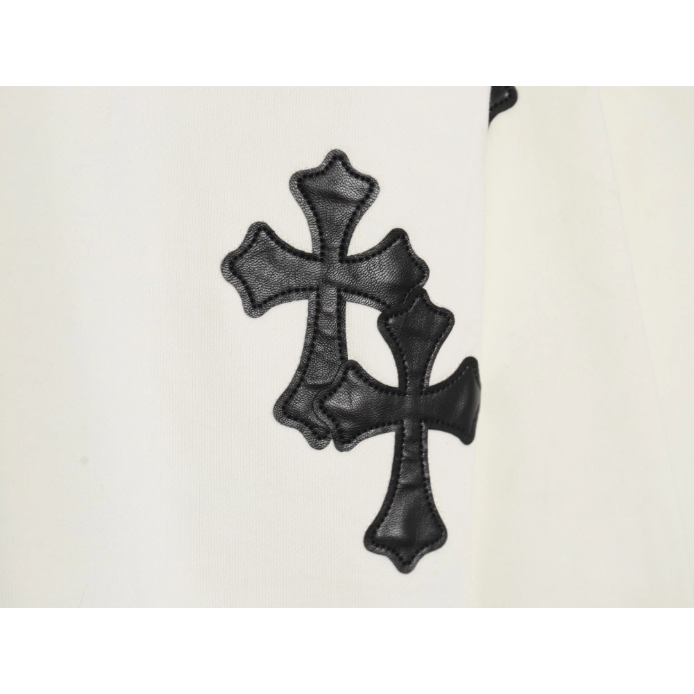 Chrome Hearts leather cross embroidered crewneck sweatshirt,Chrome Hearts