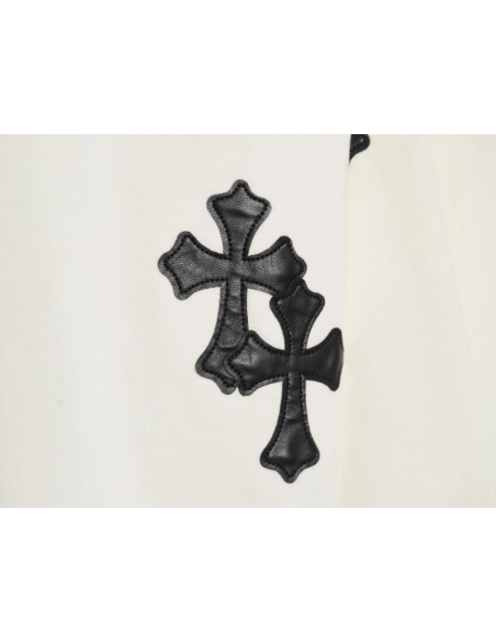 Chrome Hearts leather cross embroidered crewneck sweatshirt,Chrome Hearts