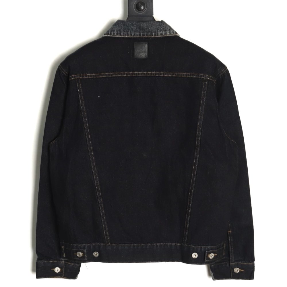 Loewe color block single breasted embossed denim jacket,Loewe