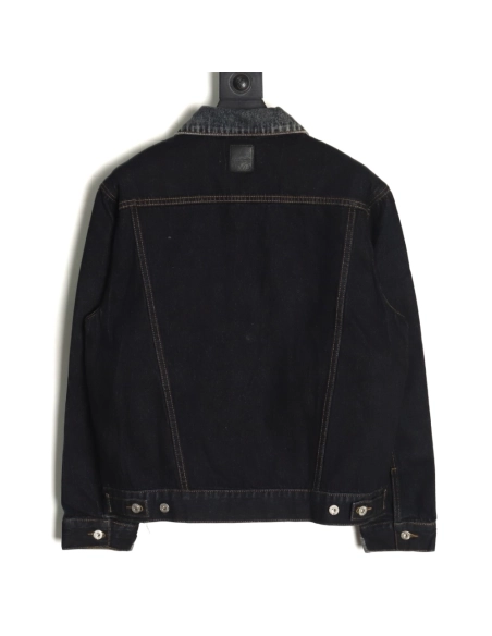 Loewe color block single breasted embossed denim jacket,Loewe
