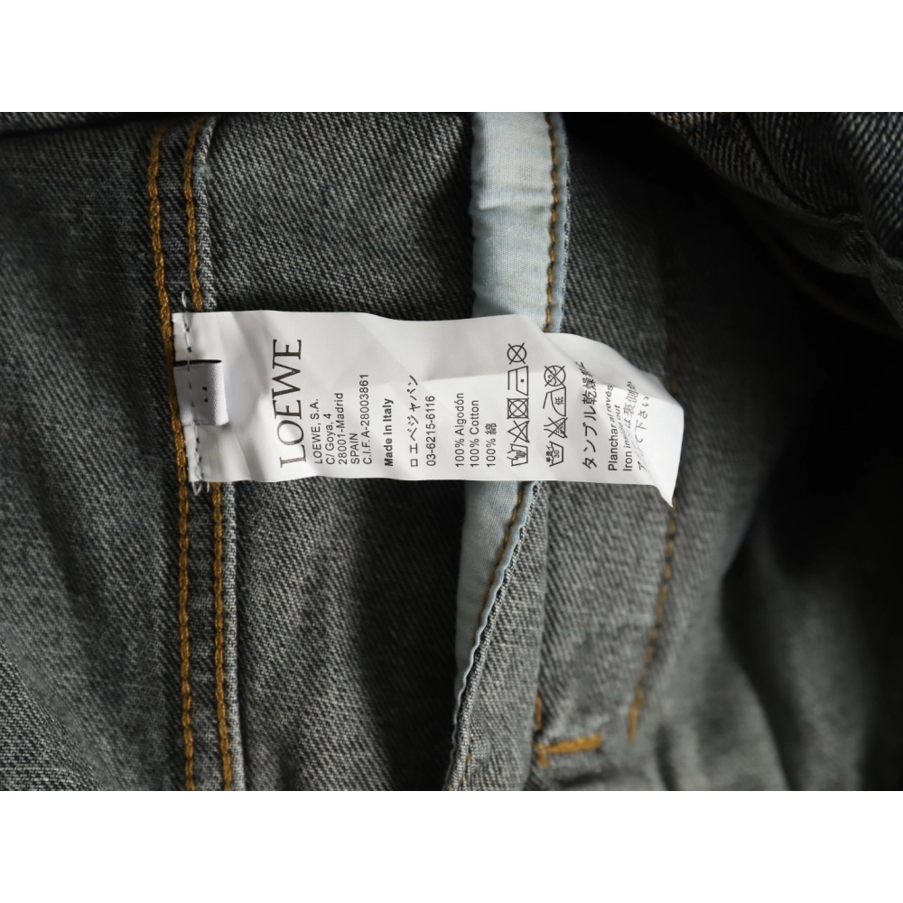 Loewe color block single breasted embossed denim jacket,Loewe