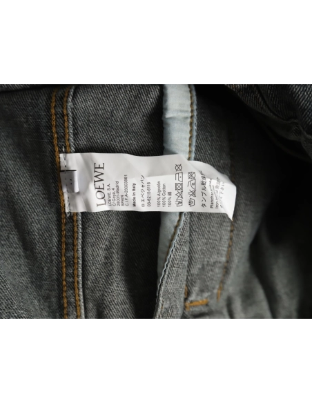 Loewe color block single breasted embossed denim jacket,Loewe