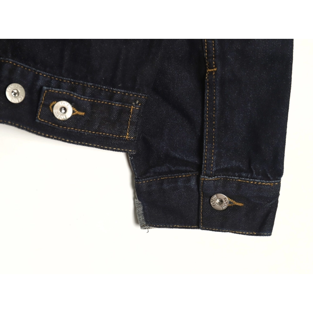 Loewe color block single breasted embossed denim jacket,Loewe
