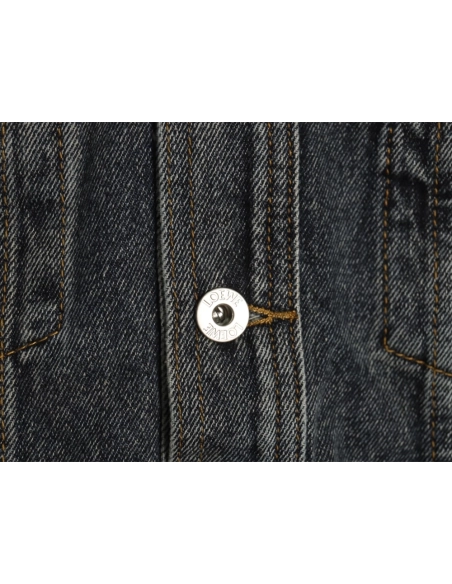 Loewe color block single breasted embossed denim jacket,Loewe