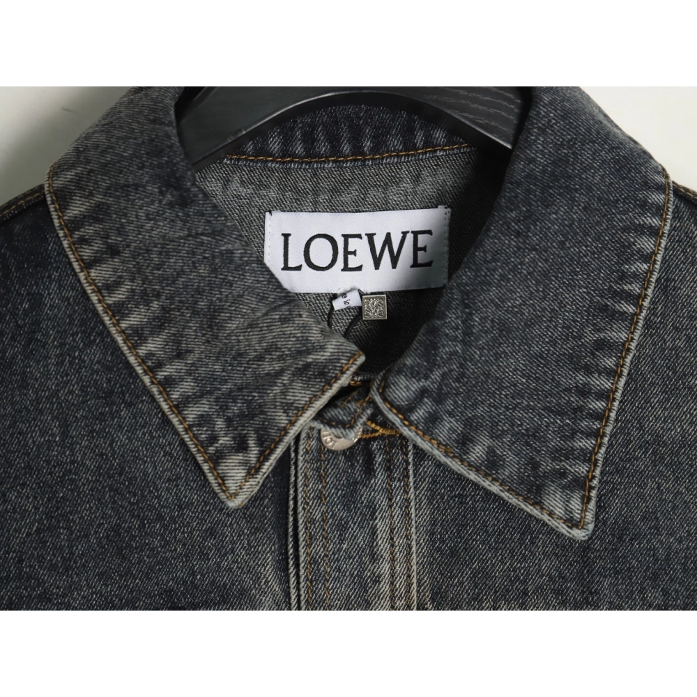 Loewe color block single breasted embossed denim jacket,Loewe