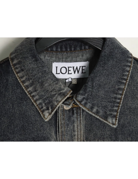 Loewe color block single breasted embossed denim jacket,Loewe