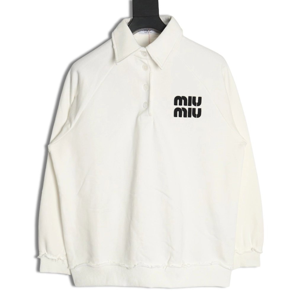 Miu Miu Letter Polo Long Sleeve Sweatshirt,Miu Miu