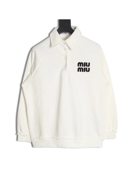 Miu Miu Letter Polo Long Sleeve Sweatshirt,Miu Miu