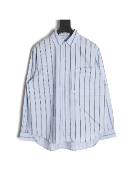 Dior vertical stripes pocket small logo long sleeve shirt,Dior
