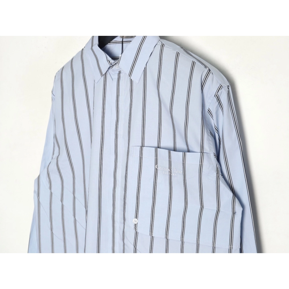 Dior vertical stripes pocket small logo long sleeve shirt,Dior