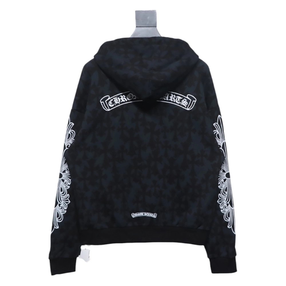 Chrome Hearts Cross Flower Arm Zip Hoodie,Chrome Hearts Hoodie,Hoodie,APPAREL
