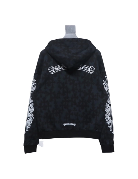 Chrome Hearts Cross Flower Arm Zip Hoodie,Chrome Hearts Hoodie,Hoodie,APPAREL