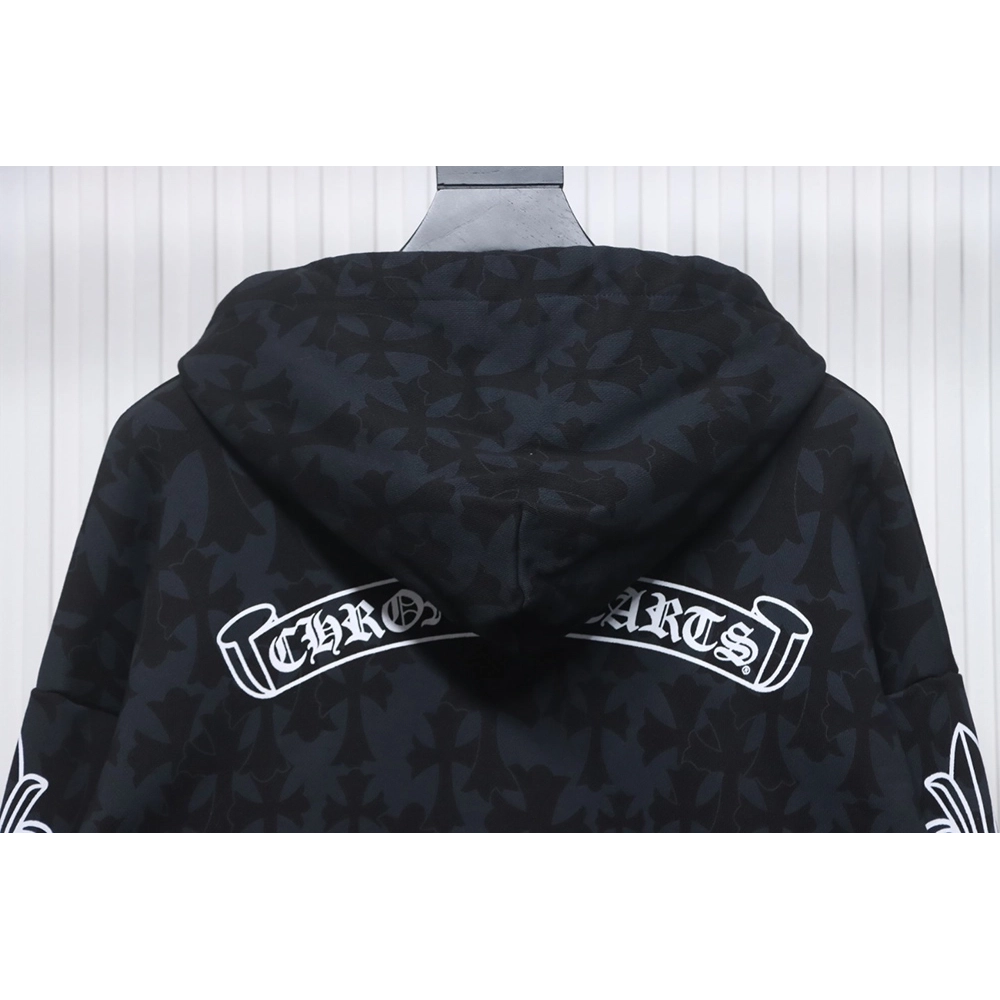 Chrome Hearts Cross Flower Arm Zip Hoodie,Chrome Hearts Hoodie,Hoodie,APPAREL