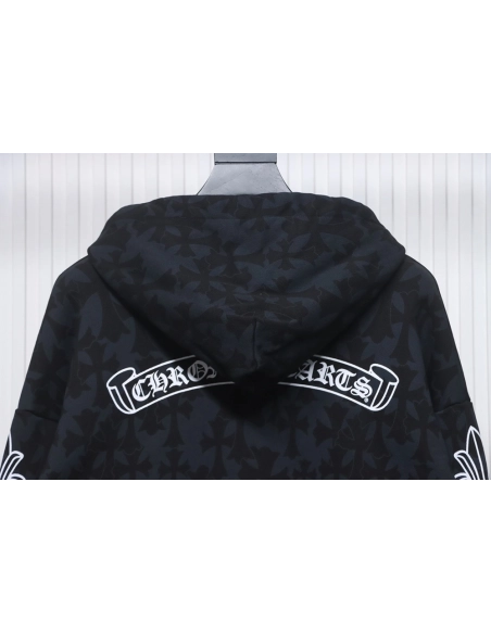Chrome Hearts Cross Flower Arm Zip Hoodie,Chrome Hearts Hoodie,Hoodie,APPAREL