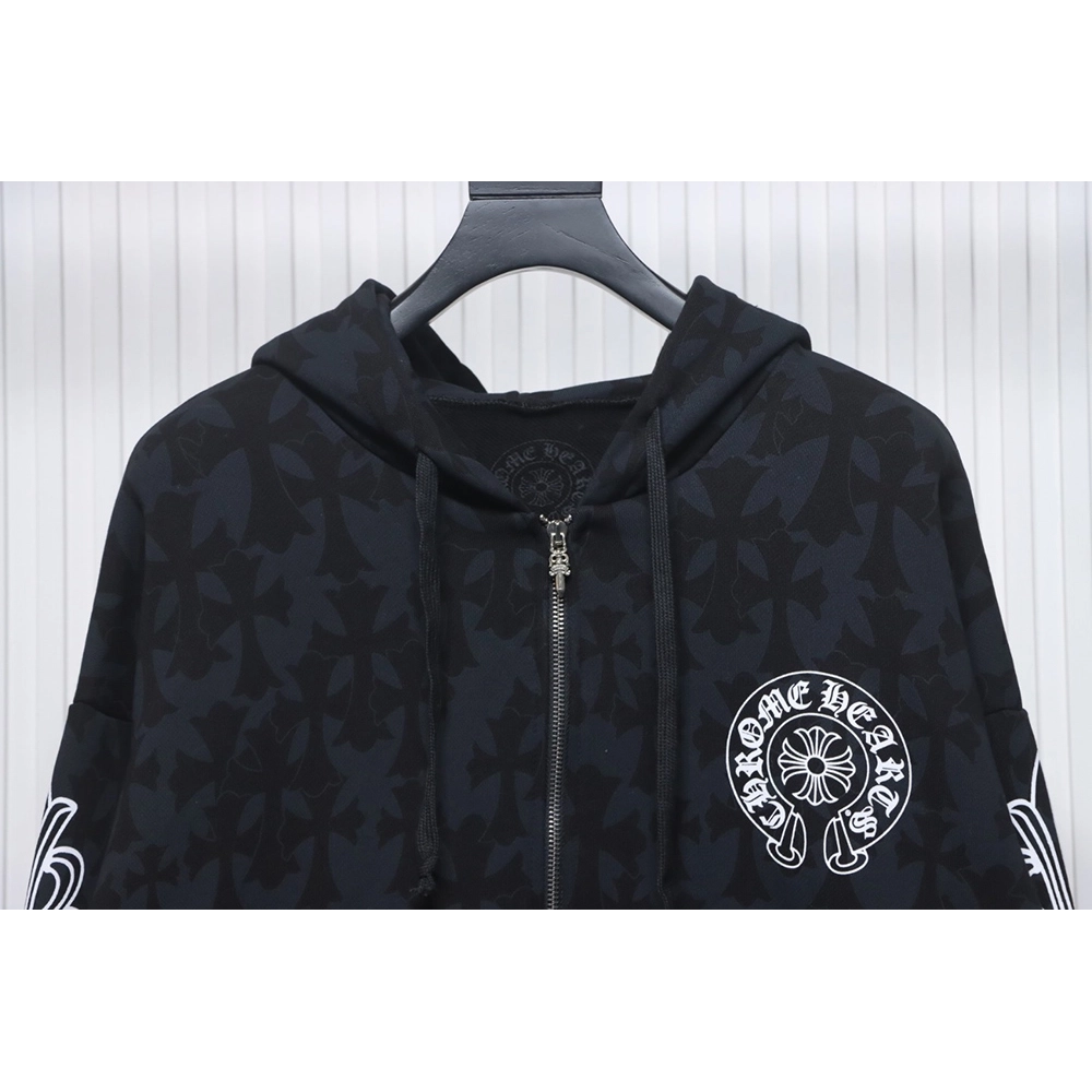 Chrome Hearts Cross Flower Arm Zip Hoodie,Chrome Hearts Hoodie,Hoodie,APPAREL