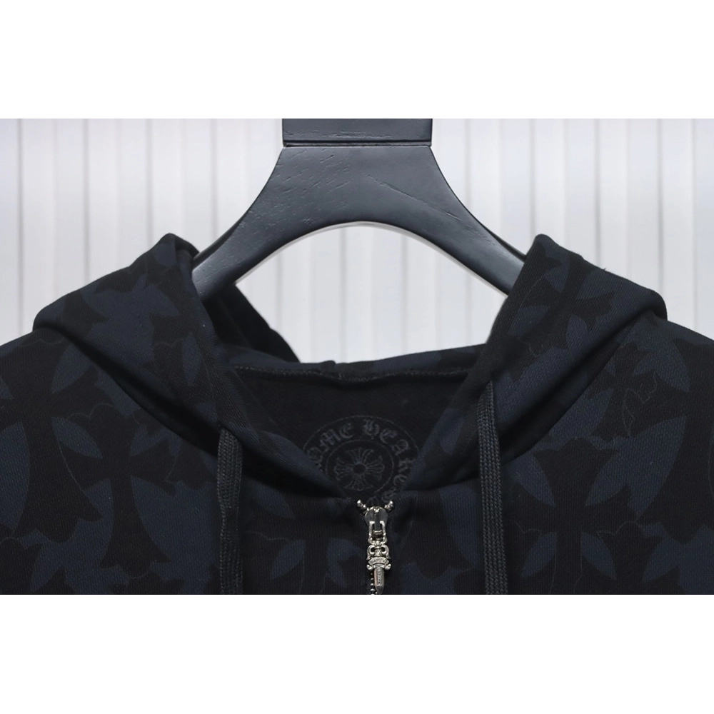 Chrome Hearts Cross Flower Arm Zip Hoodie,Chrome Hearts Hoodie,Hoodie,APPAREL