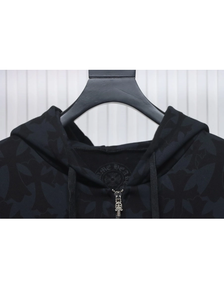 Chrome Hearts Cross Flower Arm Zip Hoodie,Chrome Hearts Hoodie,Hoodie,APPAREL