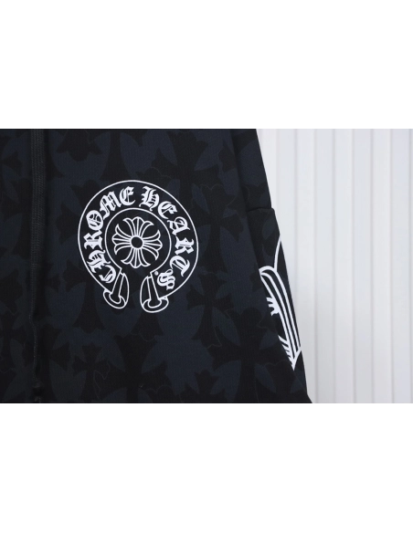 Chrome Hearts Cross Flower Arm Zip Hoodie,Chrome Hearts Hoodie,Hoodie,APPAREL
