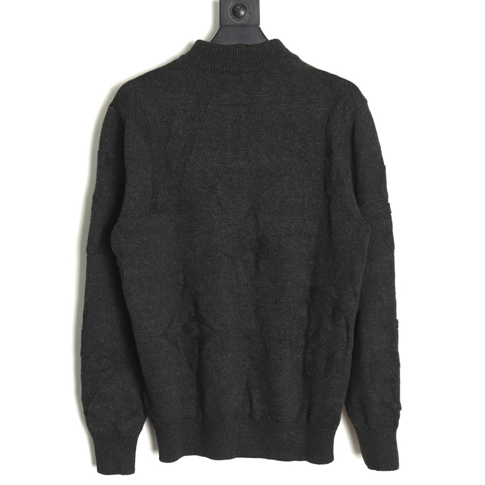 Louis Vuitton dark pattern jacquard halfzip sweater,Louis Vuitton Sweatshirt,Sweatshirt,APPAREL