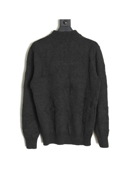Louis Vuitton dark pattern jacquard halfzip sweater,Louis Vuitton Sweatshirt,Sweatshirt,APPAREL