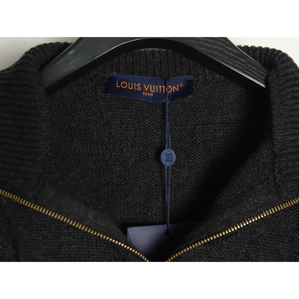 Louis Vuitton dark pattern jacquard halfzip sweater,Louis Vuitton Sweatshirt,Sweatshirt,APPAREL