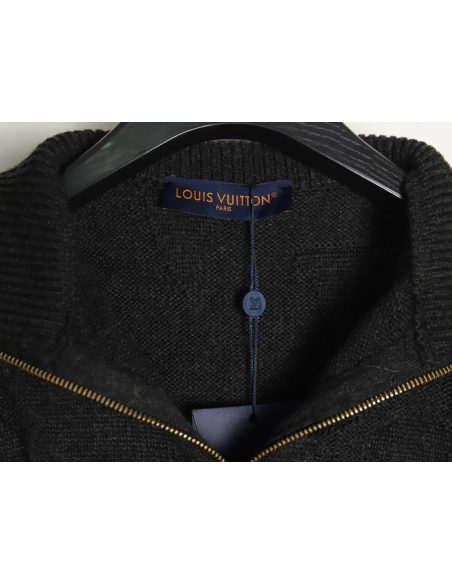 Louis Vuitton dark pattern jacquard halfzip sweater,Louis Vuitton Sweatshirt,Sweatshirt,APPAREL