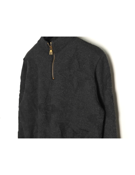 Louis Vuitton dark pattern jacquard halfzip sweater,Louis Vuitton Sweatshirt,Sweatshirt,APPAREL