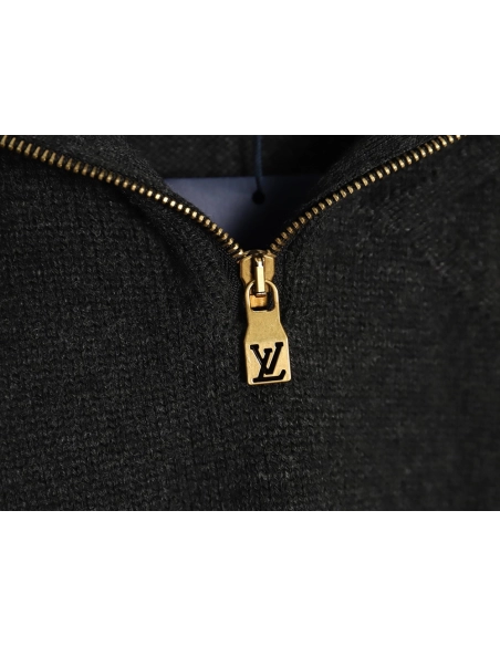 Louis Vuitton dark pattern jacquard halfzip sweater,Louis Vuitton Sweatshirt,Sweatshirt,APPAREL