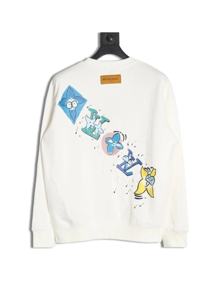 Louis Vuitton colorful presbyopic letter graffiti print crew neck sweatshirt,Louis Vuitton Sweatshirt,Sweatshirt,APPAREL