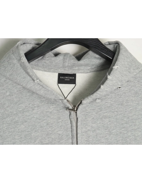 Balenciaga Jacket,Jacket,Clothing,Buy Cheap Discount Balenciaga globe pattern printed distressed zipper jacket