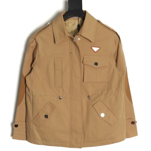 Prada Jacket,Jacket,Clothing,Buy Cheap Discount Prada logo elastic waist trench coat