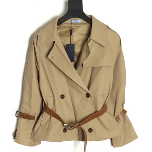 Prada Jacket,Jacket,Clothing,Buy Cheap Discount Prada corseted short belted trench coat