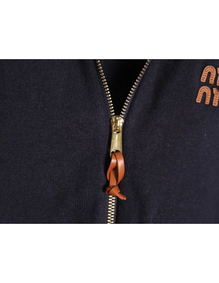 Miu Miu Jacket,Jacket,Clothing,Buy Cheap Discount Miu Miu Stand Collar Zipper Lettering Knit Cardigan