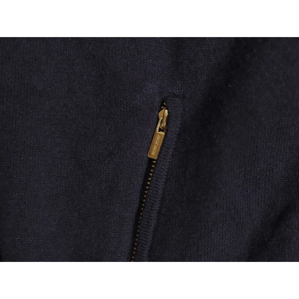Miu Miu Jacket,Jacket,Clothing,Buy Cheap Discount Miu Miu Stand Collar Zipper Lettering Knit Cardigan