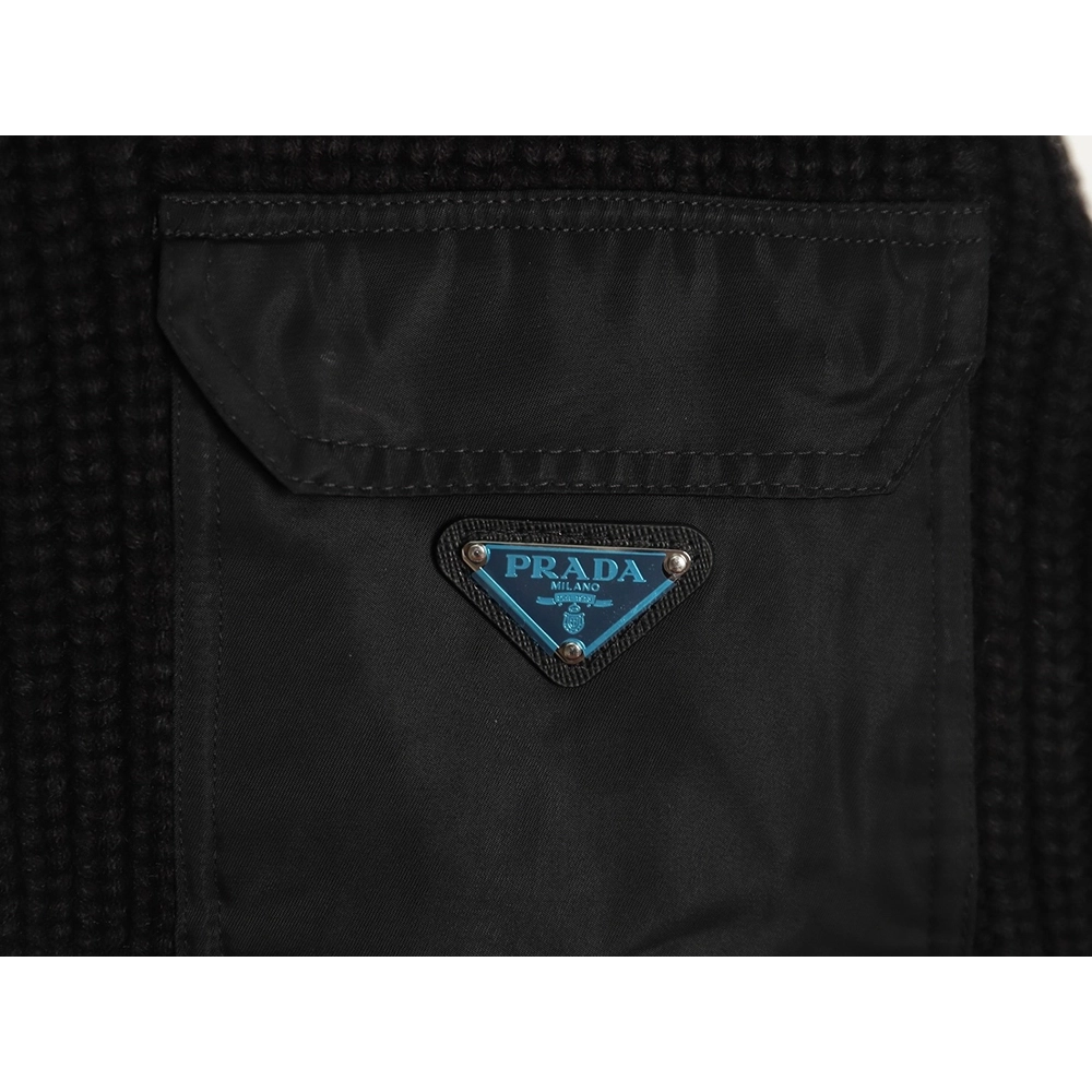 Prada Jacket,Jacket,Clothing,Buy Cheap Discount Prada triangle logo patchwork knitted sweater jacket