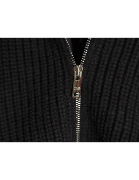 Prada Jacket,Jacket,Clothing,Buy Cheap Discount Prada triangle logo patchwork knitted sweater jacket